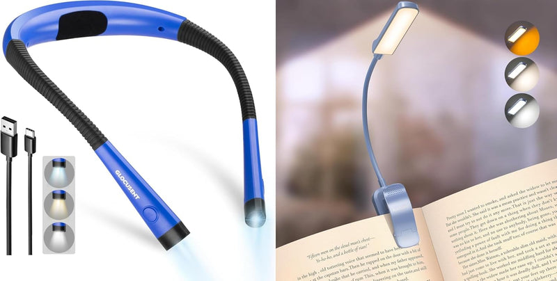 Glocusent Paquete de 2 luces para libros, luz de lectura flexible p...