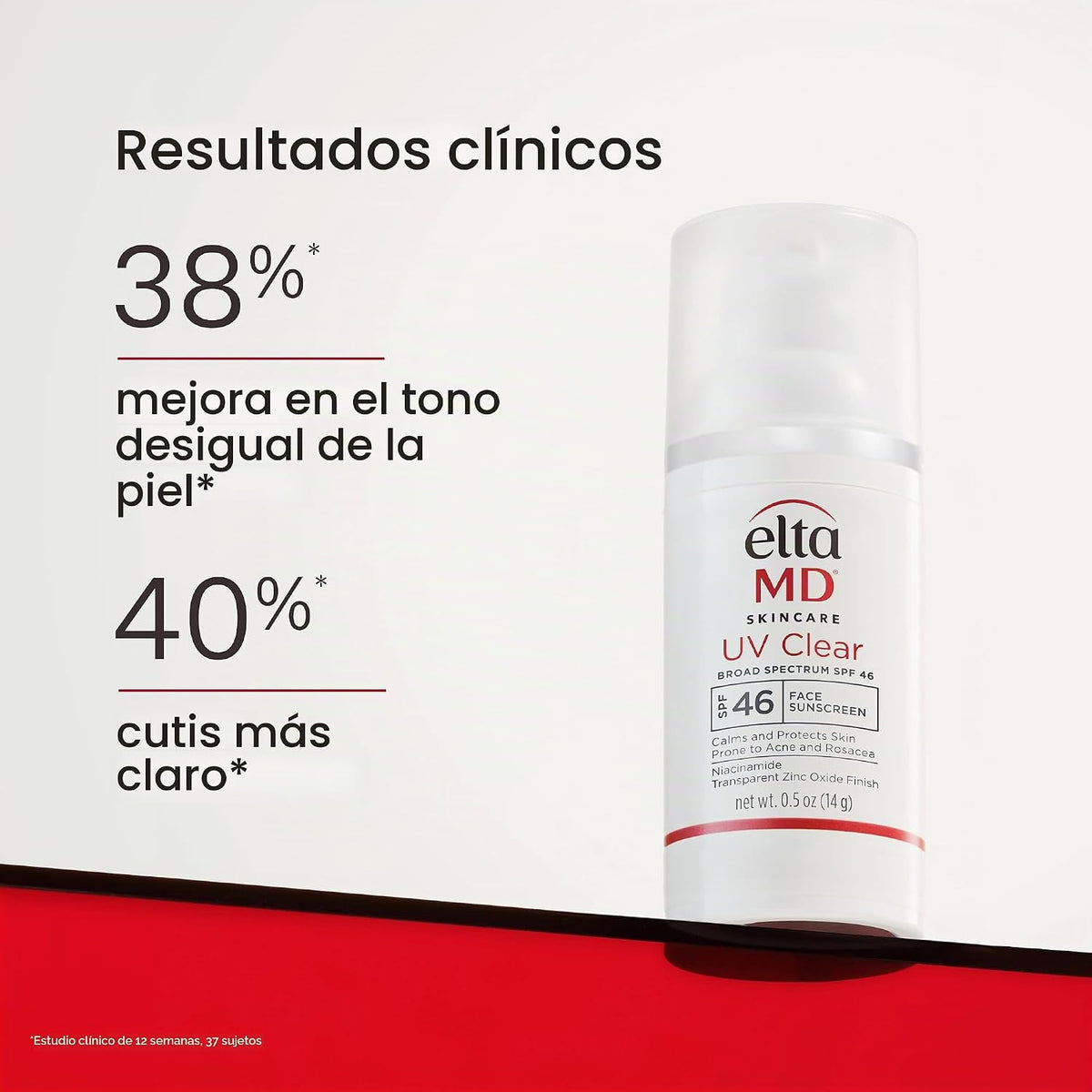 Protector solar facial transparente UV EltaMD con óxido de zinc, si...