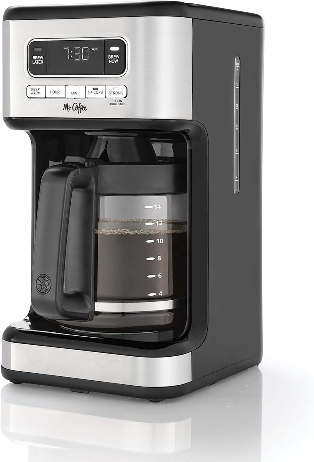 Mr. Coffee - Cafetera programable de 14 tazas de acero inoxidable