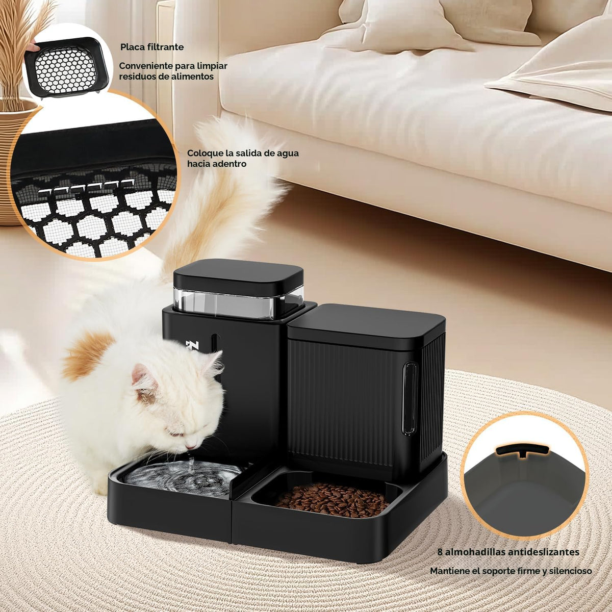 ZOMISIA Comedero automático para gatos, dispensador de alimentos pa...