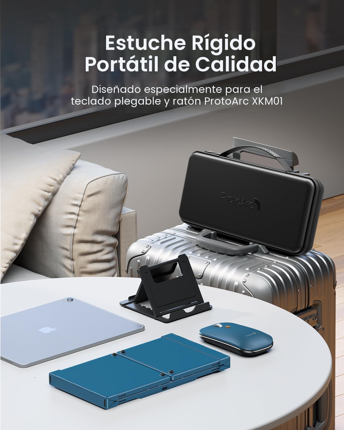 ProtoArc XKM01 - Combo de ratón y teclado plegable de tamaño comple...