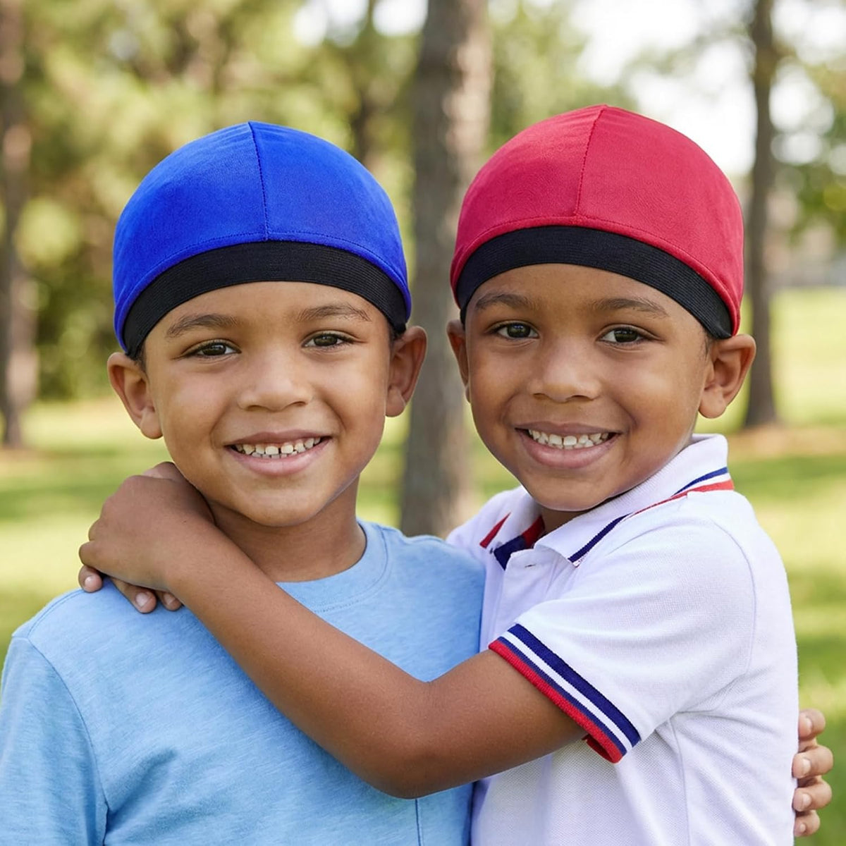 Sibba Juego de 3 gorras de satén para niños, sedosas, durags de pol...