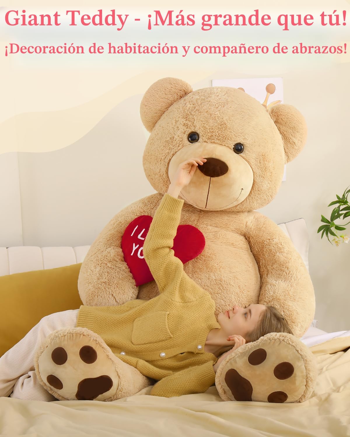 Tezituor - Oso de peluche gigante de 6 pies con corazón "I Love...