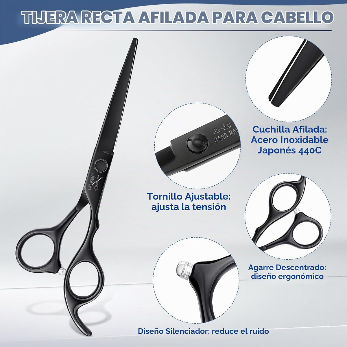 Juego de tijeras de corte de pelo JASON - kit profesional de 10 pie...