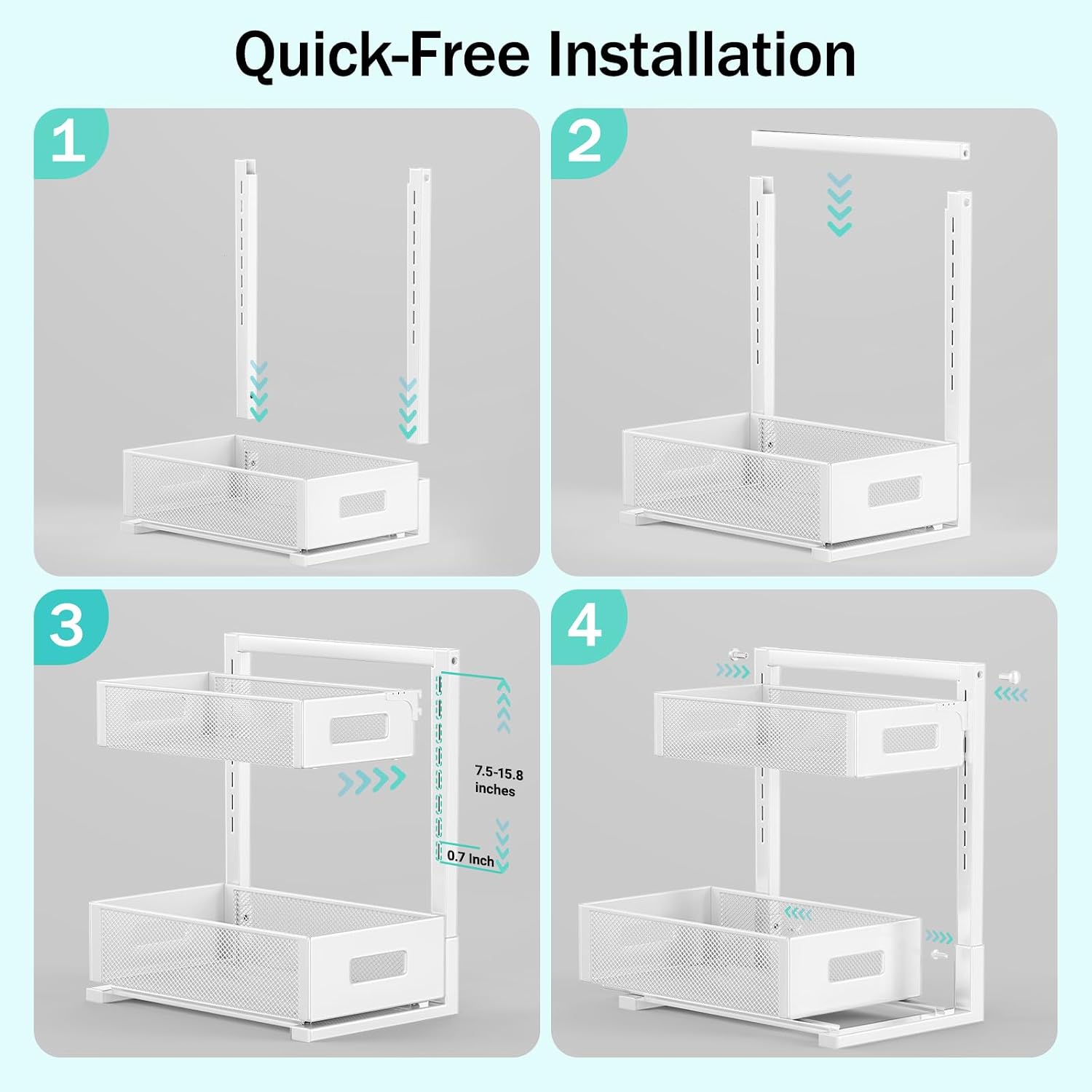 Organizador para debajo del fregadero, organizador de baño de 2 niv...