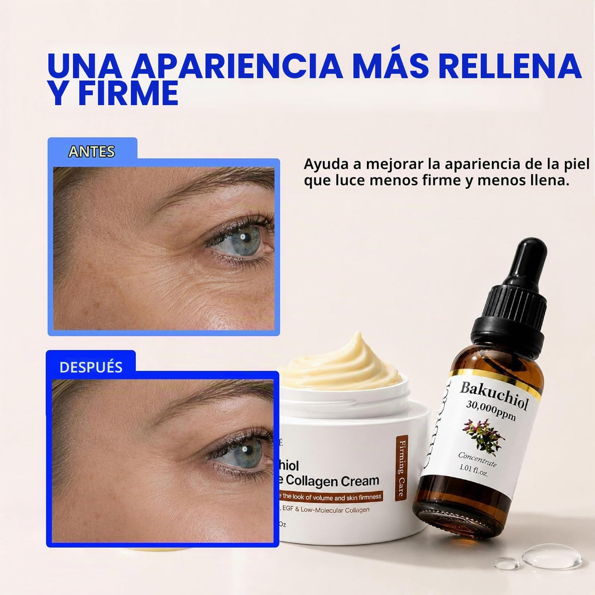 Suero mixto concentrado de bakuchiol coreano 30.000 ppm y crema de...