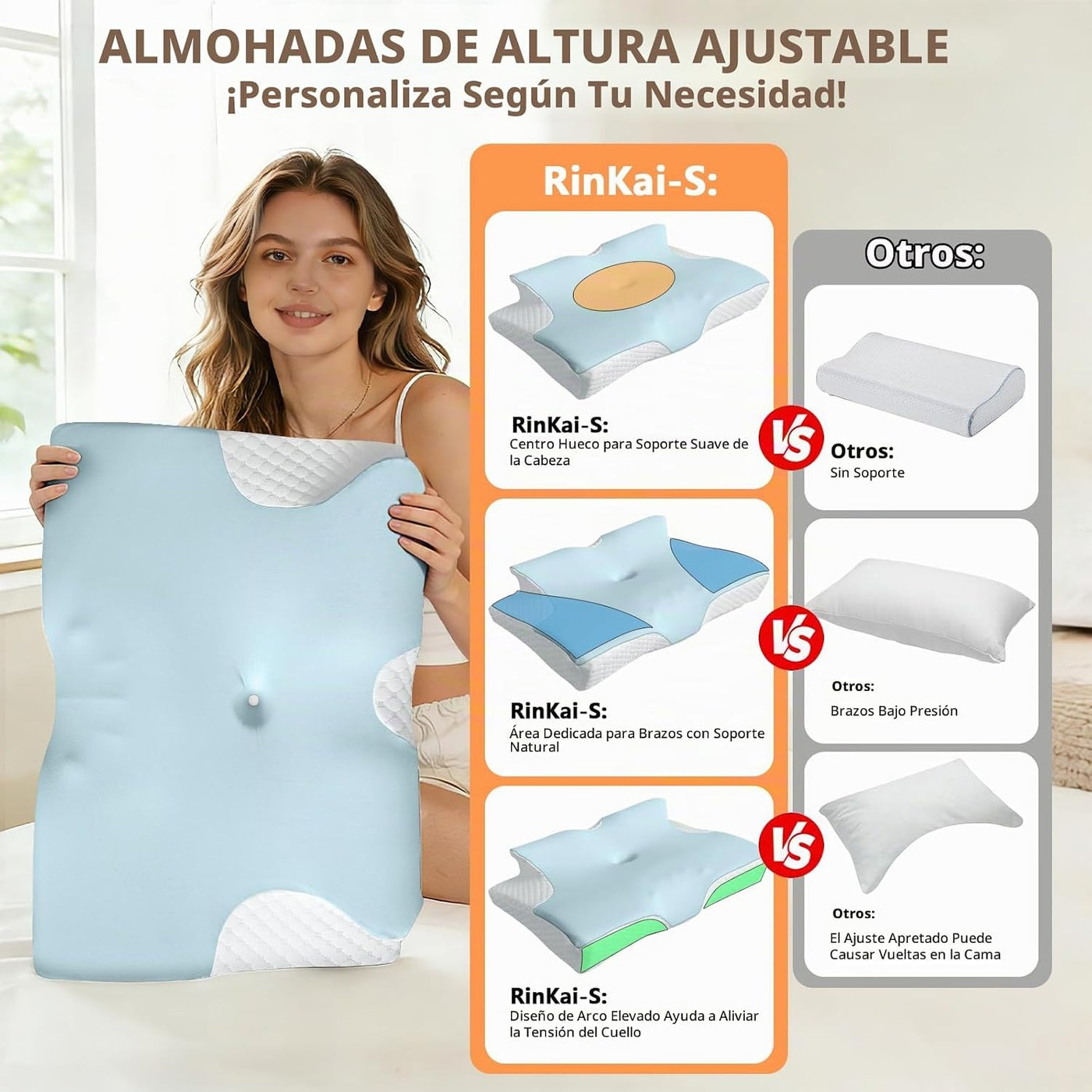 Almohada cervical del cuello de la espuma de la memoria, almohada e...