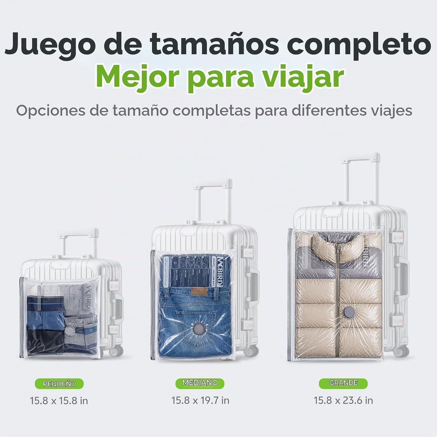Vacbird Bolsas de vacío de viaje con bomba eléctrica USB, paquete d...