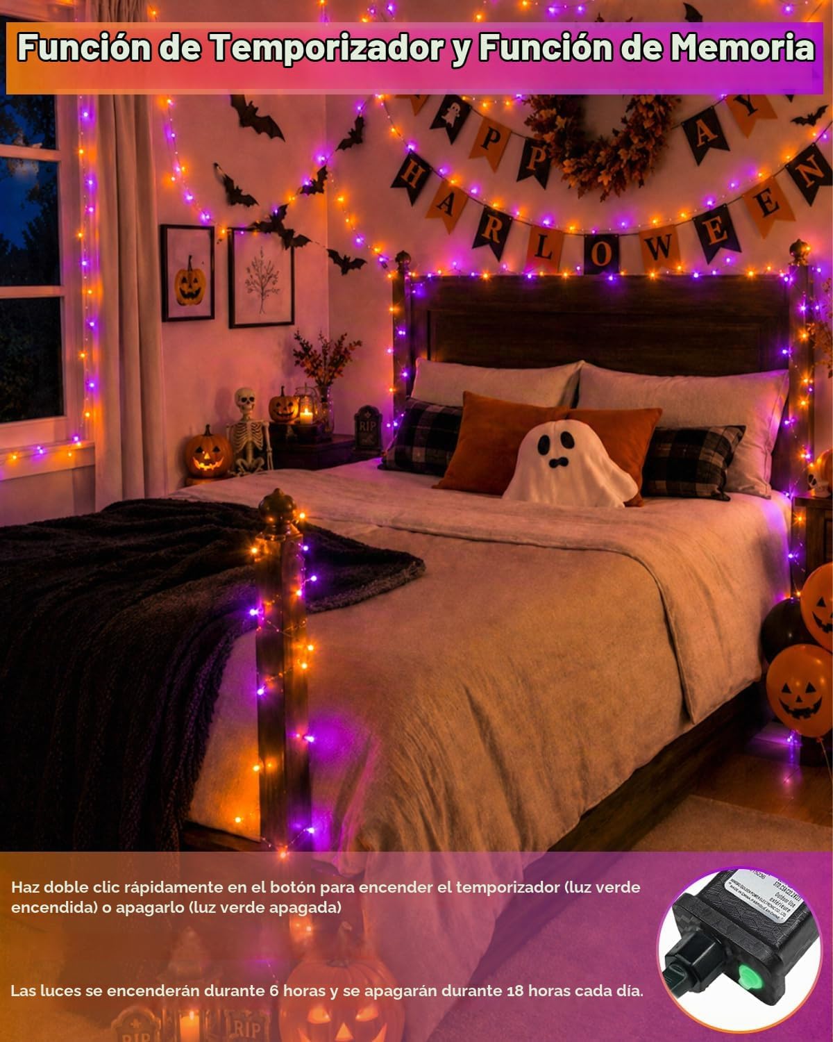 Guirnalda de 200 luces LED conectables, luces de Navidad de 66 pies...