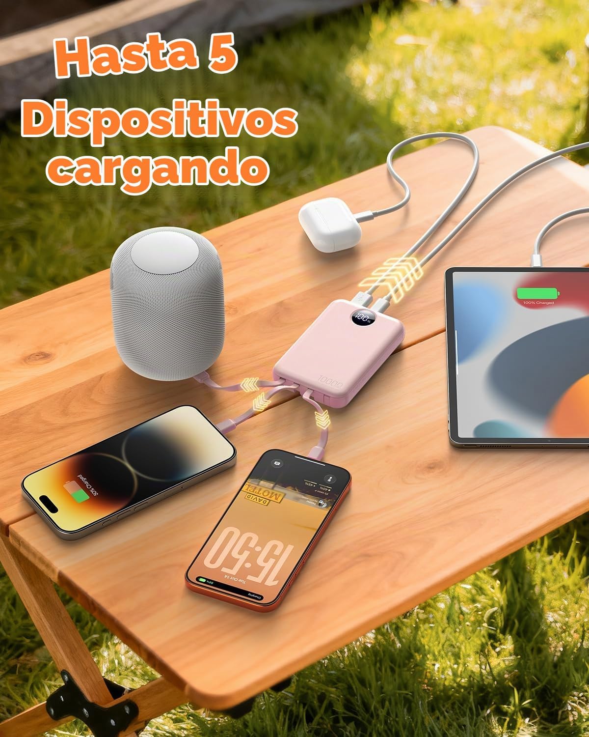 Cargador portátil Zmmyuluo 10000mAh con 4 cables incorporados 40% m...