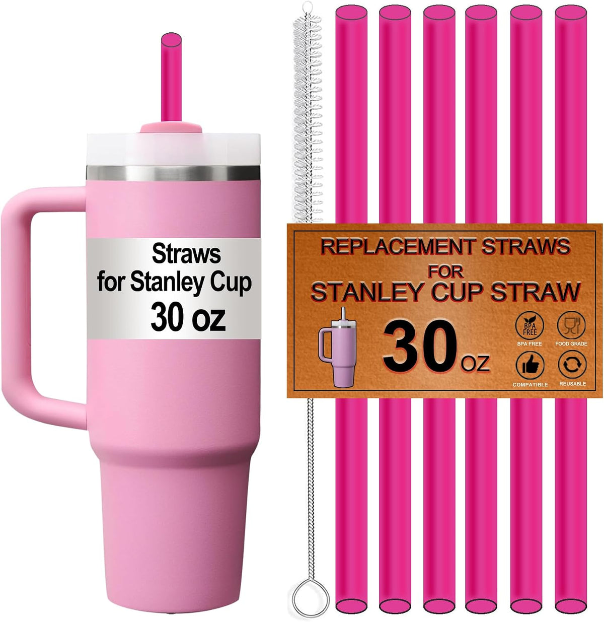 Paquete de 6 popotes de repuesto para vaso Quencher Stanley de 30 o...
