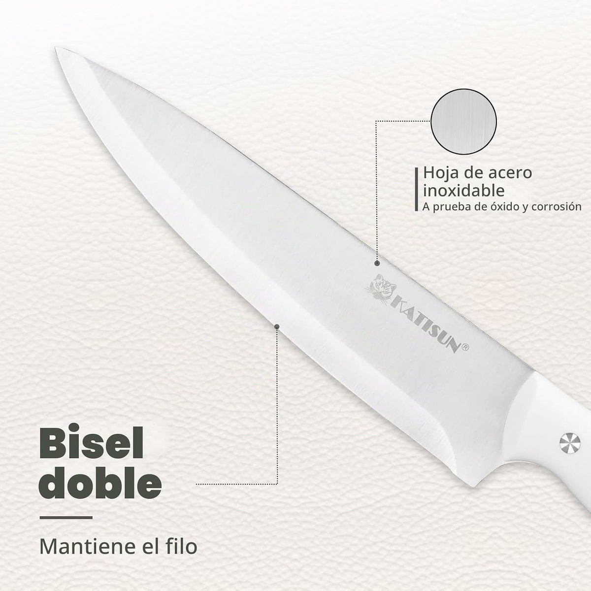 KATISUN Juego de cuchillos de cocina blancos de 15 piezas con piedr...