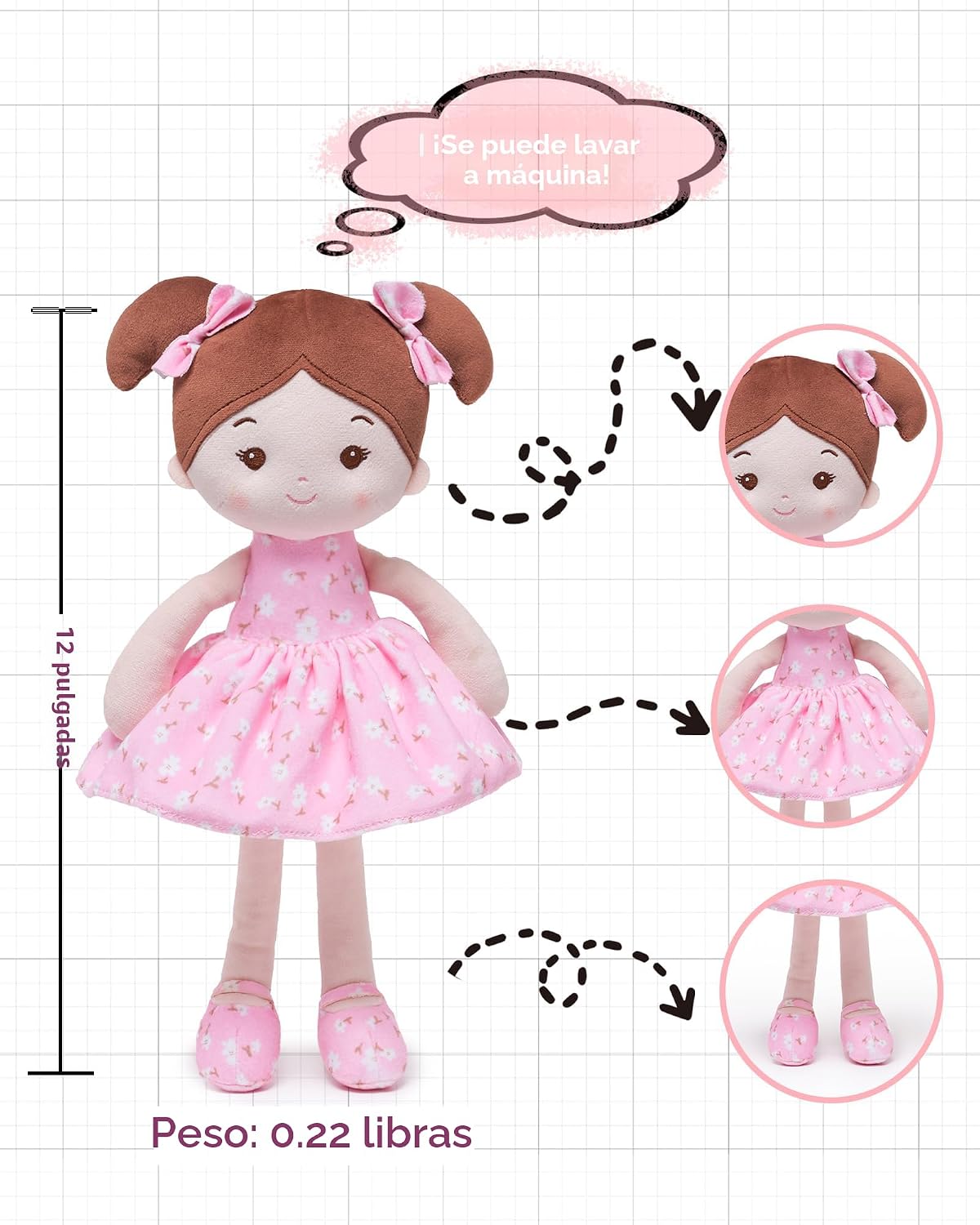 LeyaDoll Muñeca de felpa suave de 12 pulgadas, primera muñeca de tr...