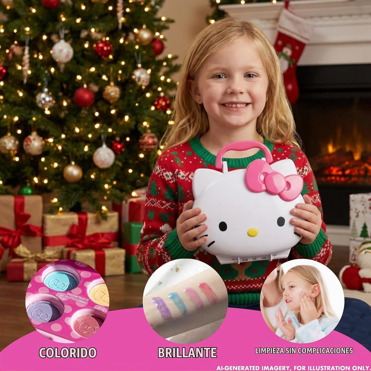 Hello Kitty - Juego de tocador de maquillaje facial con espejo ilum...