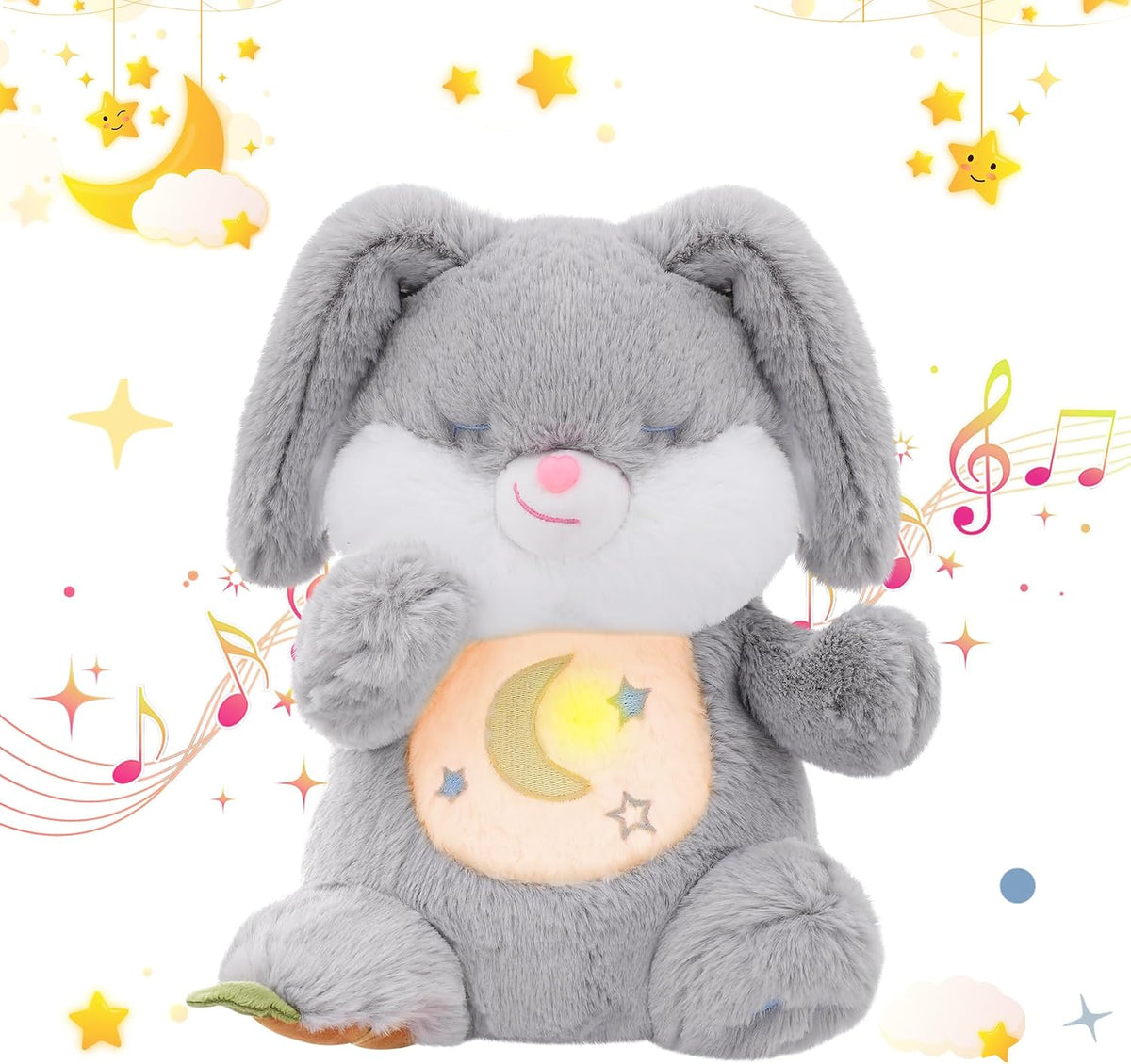 MIAODAM Conejo de peluche con respiración, juguete de peluche para...
