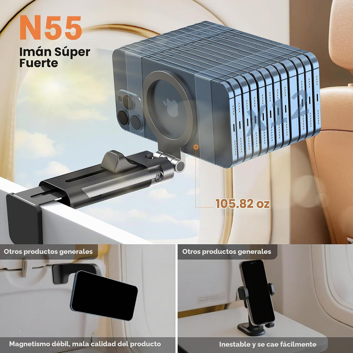 YAGHVEO - Soporte magnético para teléfono para avión, artículos ese...