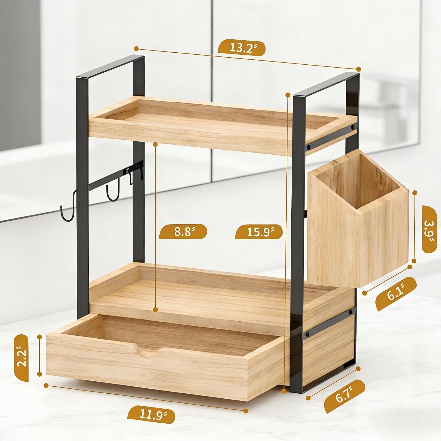 Organizadores de mostrador de baño de 2 niveles y almacenamiento, o...