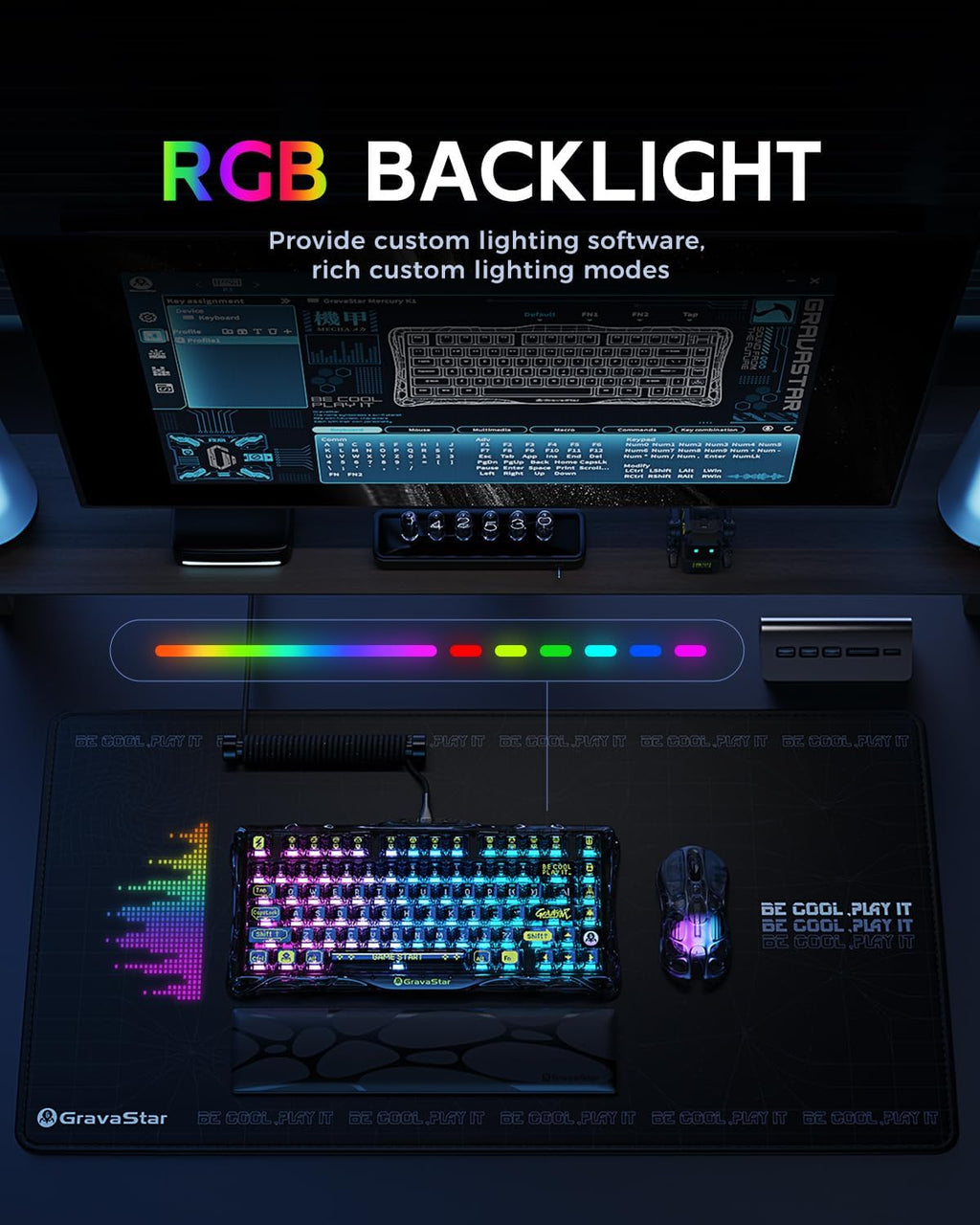 GravaStar Mercury K1 Lite 75% teclado para juegos, teclado inalámbr...