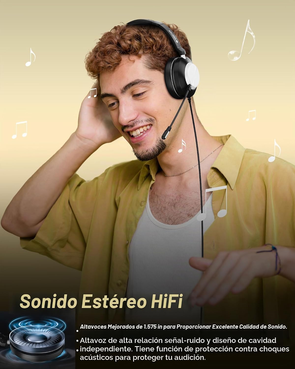 Voistek Auriculares USB con micrófono para PC y laptop, auriculares...