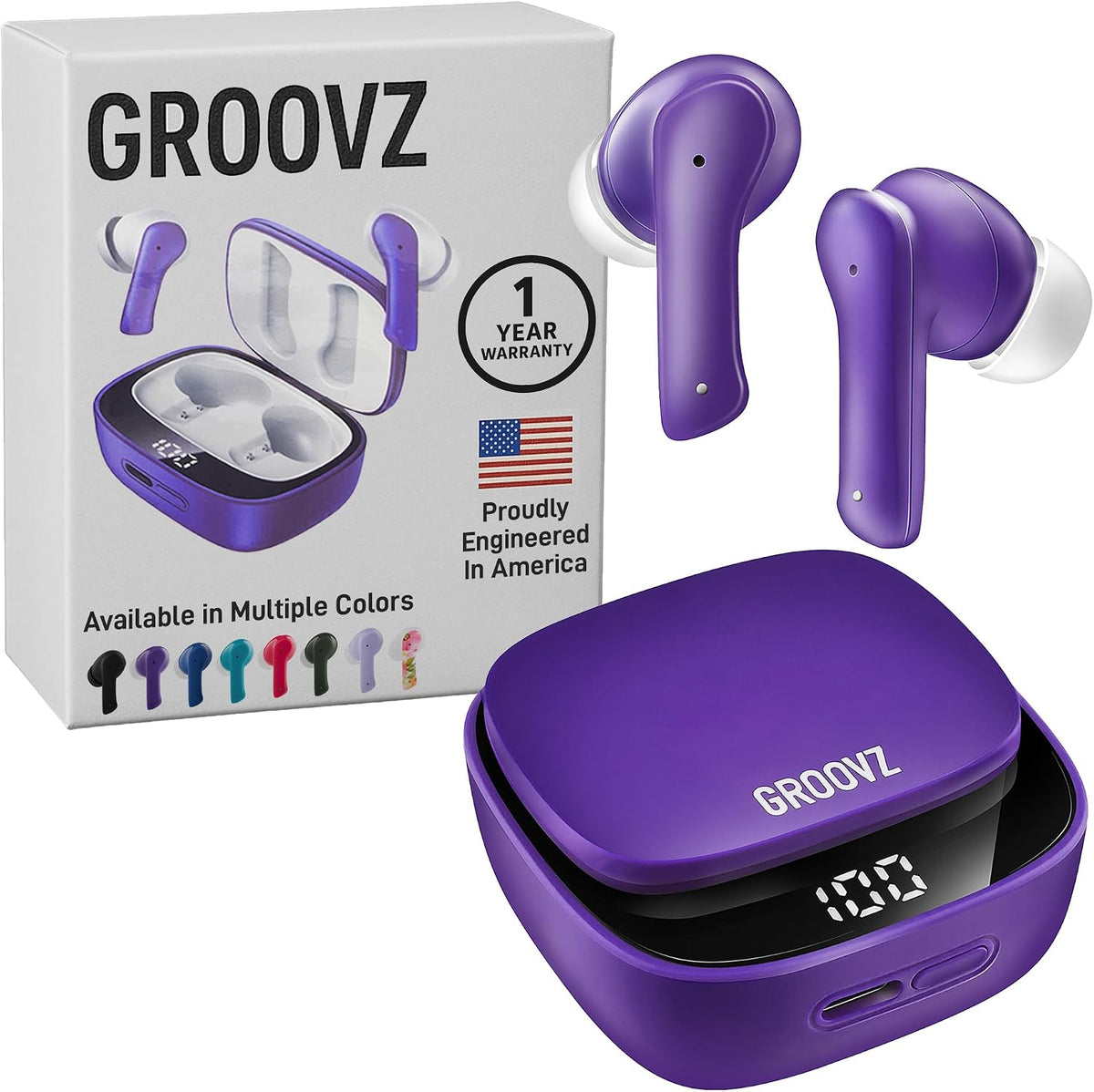Groovz Audífonos verdaderamente inalámbricos con estuche de carga -...