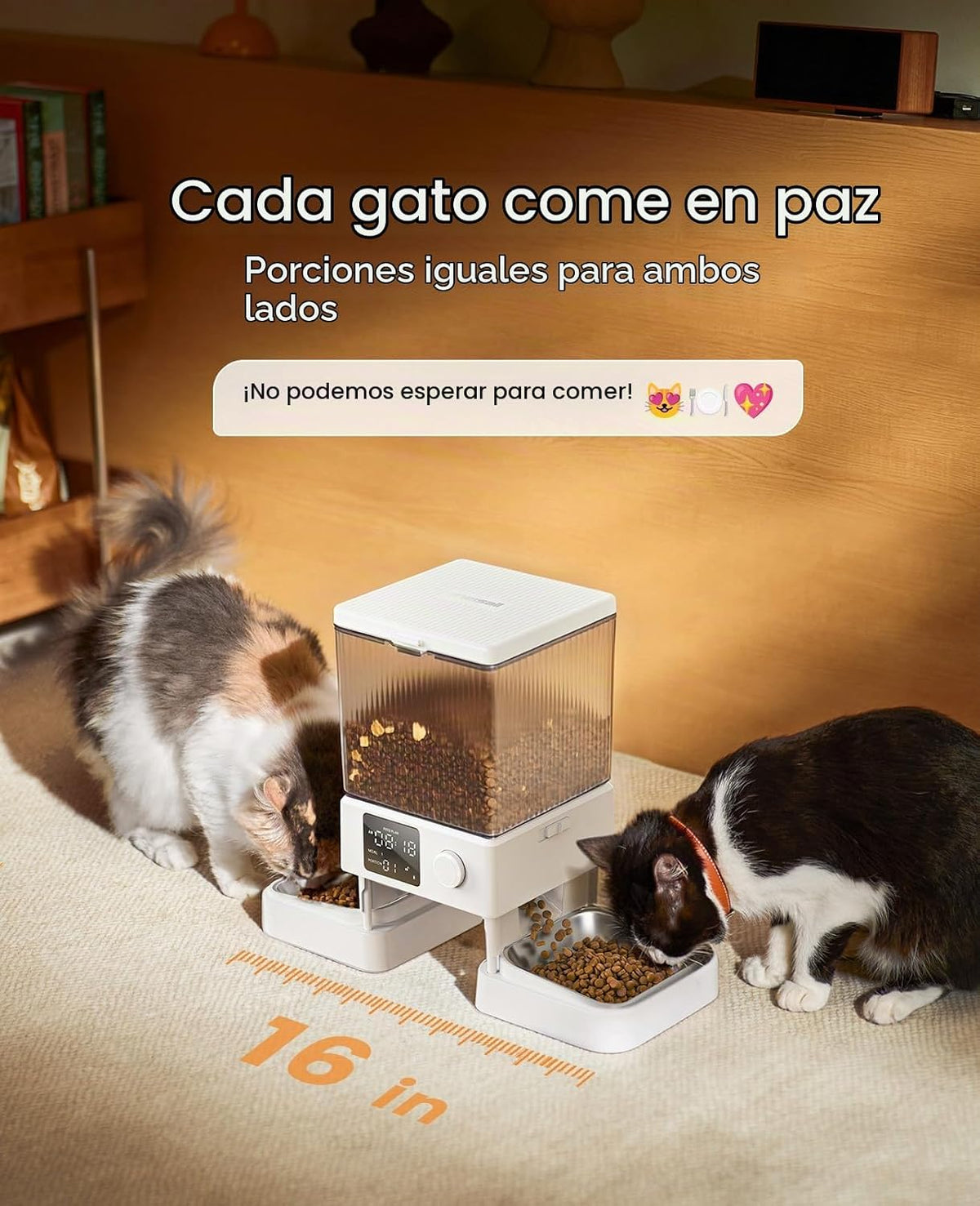 oneisall Comedero automático para gatos para 2 gatos, 20 tazas\/5 l...
