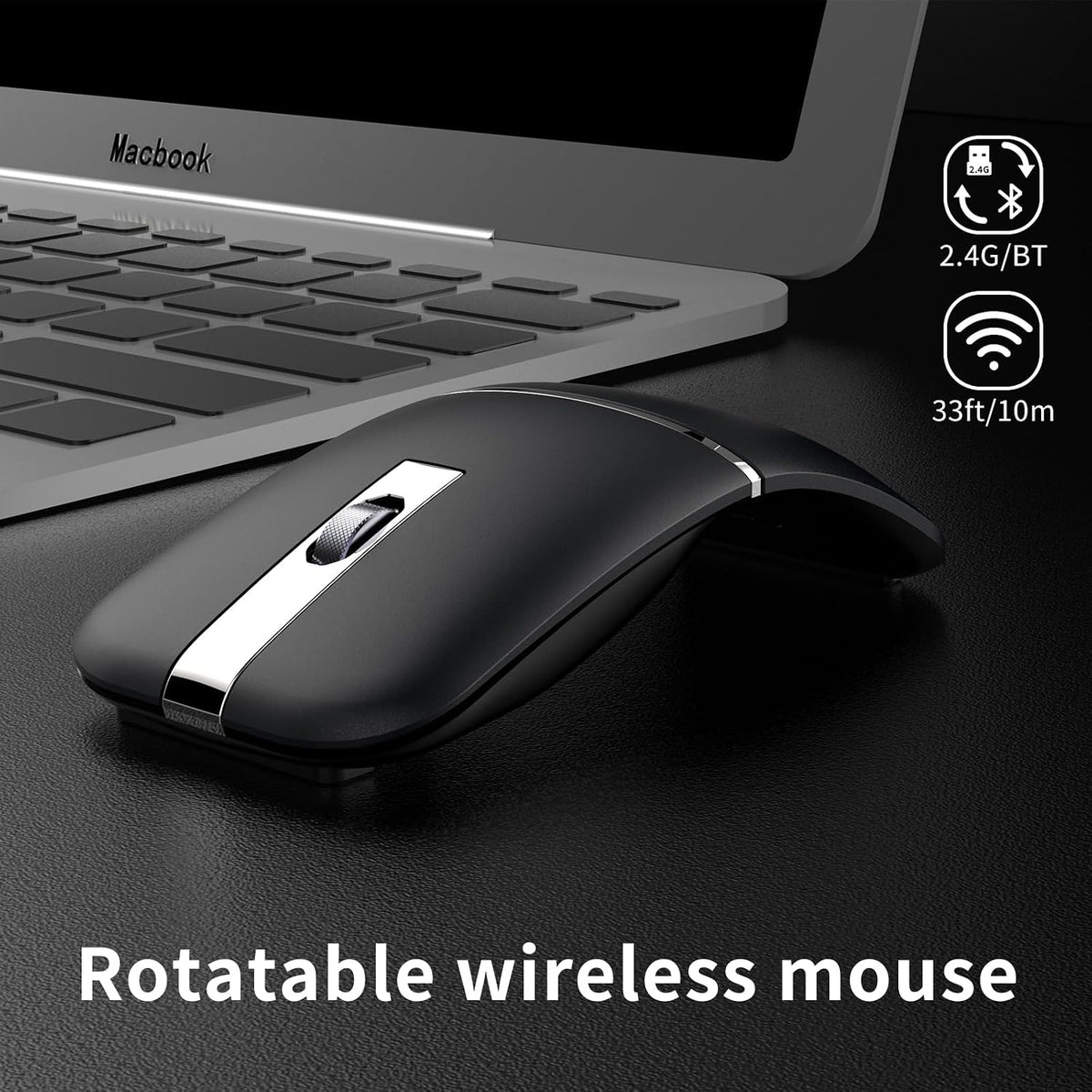Ratón de viaje Bluetooth Arc - Modo dual inalámbrico BT y USB, reca...