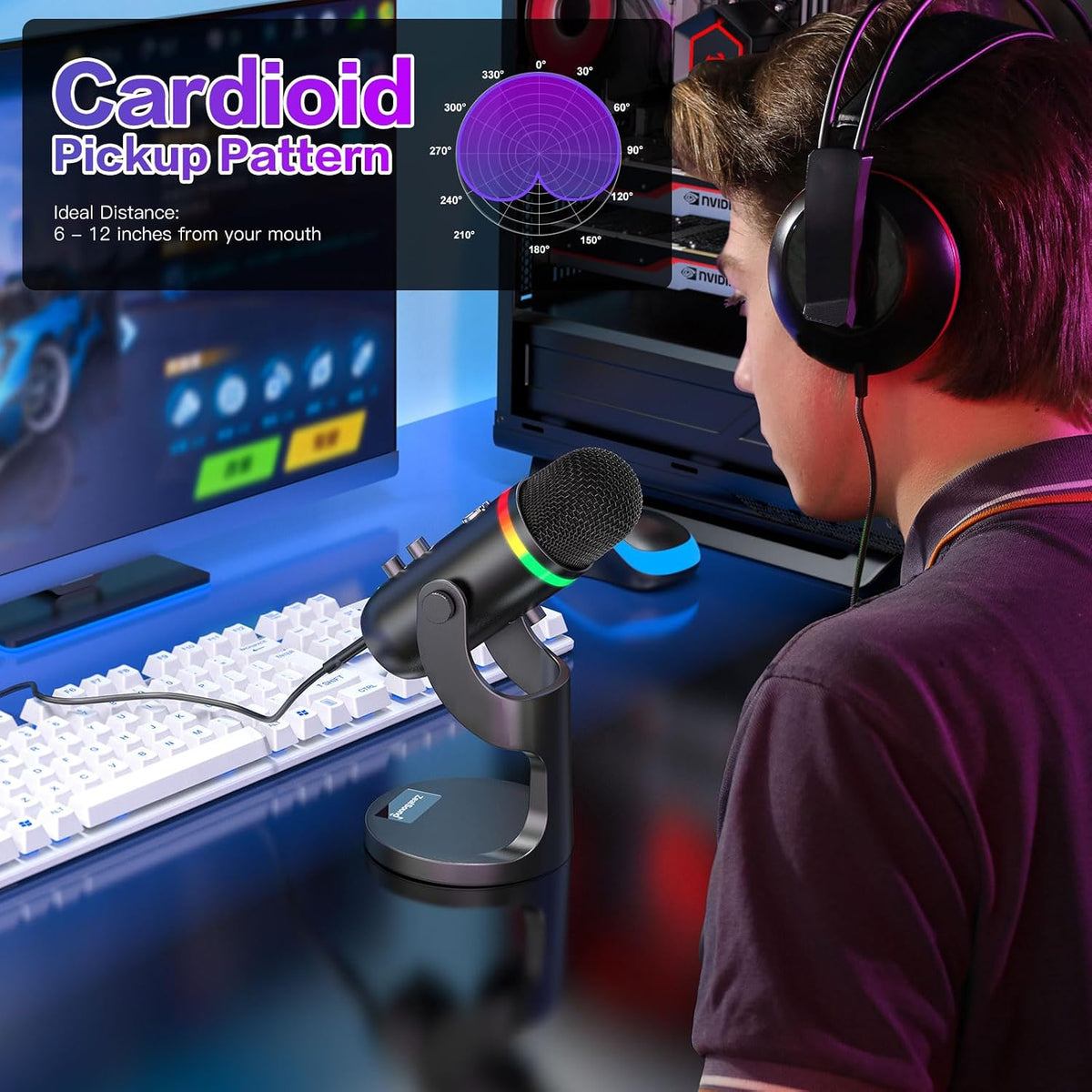 Micrófono ZealSound Podcast para PC, micrófono USB con reducción de...