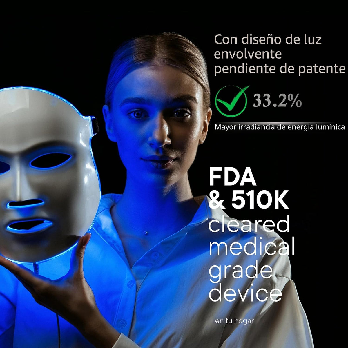 Aphrona MOONLIGHT PRO - Máscara facial con luz LED aprobada por la...