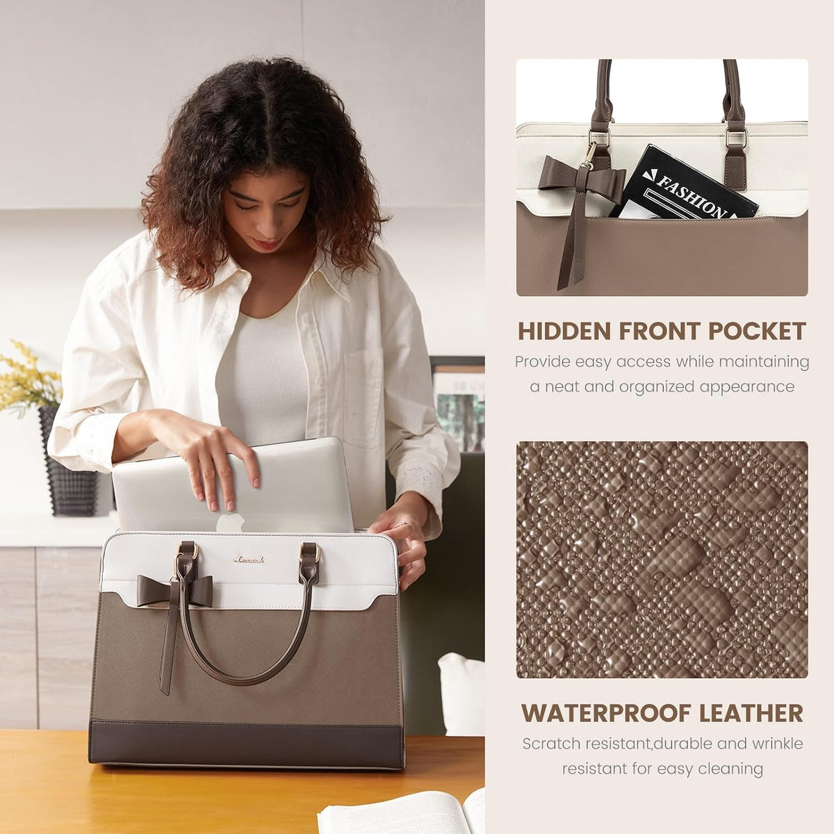 LOVEVOOK Bolsa tote para laptop para mujeres, bolsa de trabajo de c...