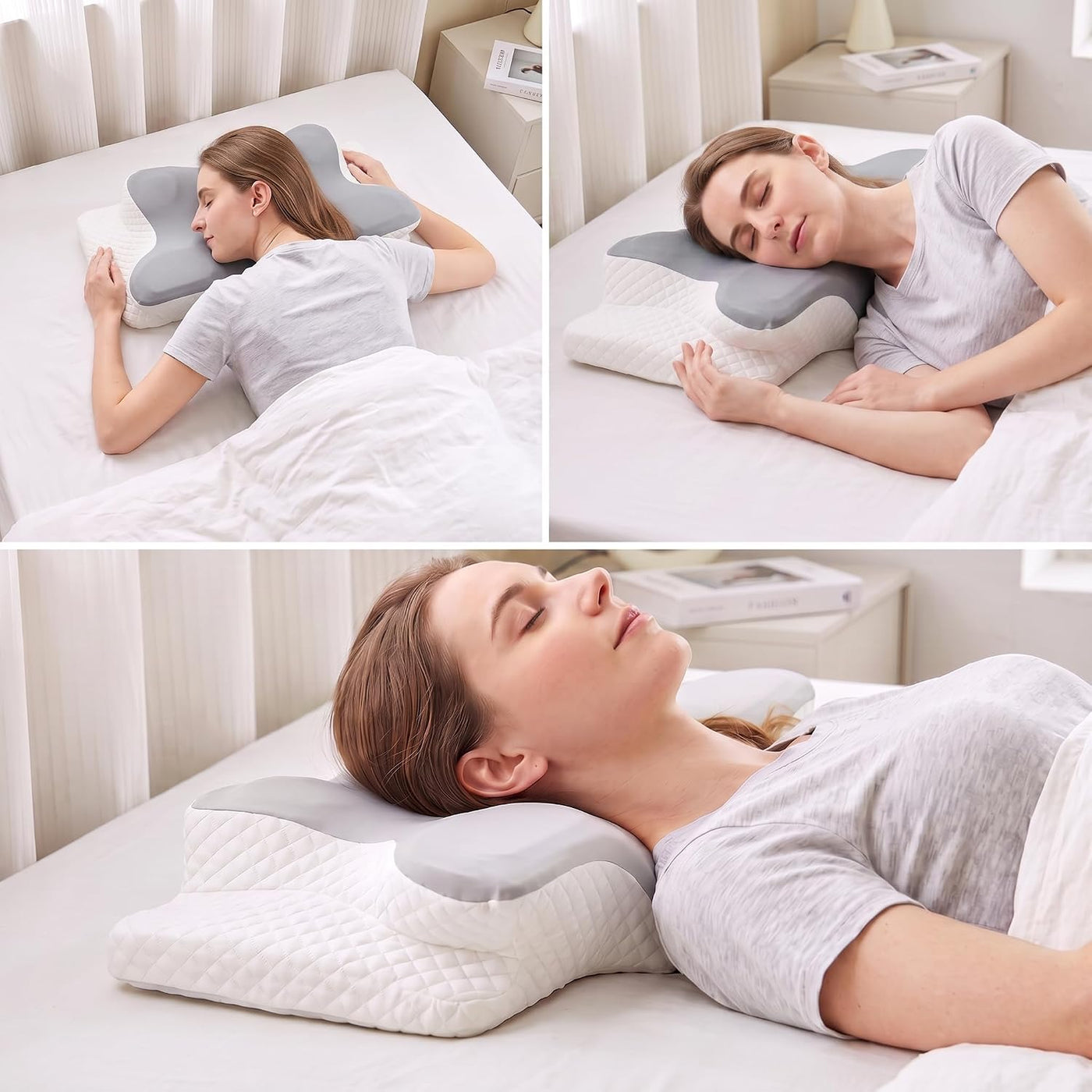 Ergo - Almohada cervical cervical para dormir, almohadas de espuma...