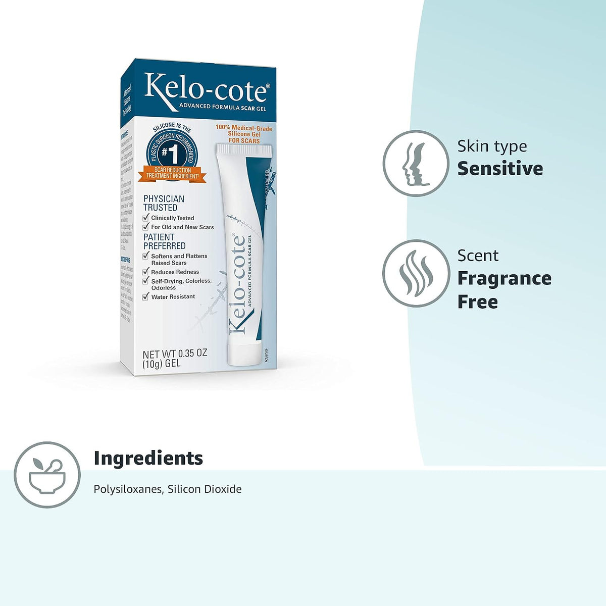 Gel cicatrizante de fórmula avanzada Kelo-Cote Kelo-Cote, 0.35 onza...