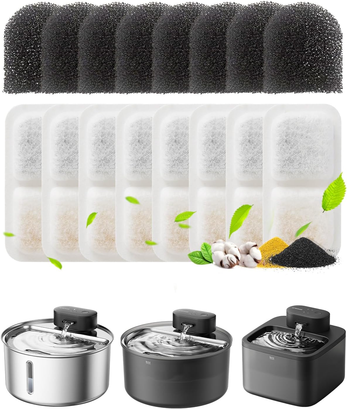 oneisall Filtros y esponjas de repuesto para fuente inalámbrica de...