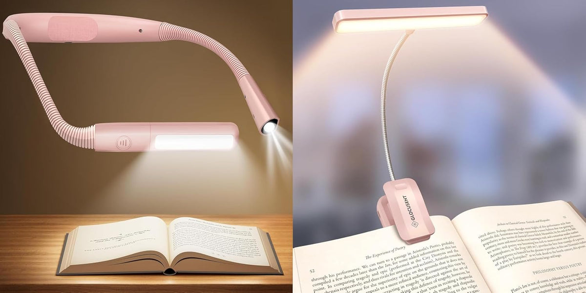 Glocusent Paquete de luces de lectura 2 en 1: luz de libro con clip...
