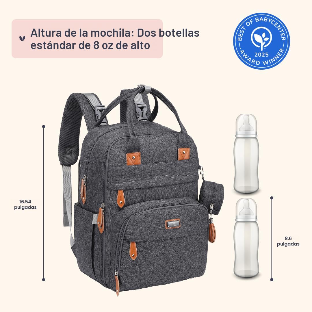 BabbleRoo - Mochila para pañales - Bolso de viaje con artículos ese...