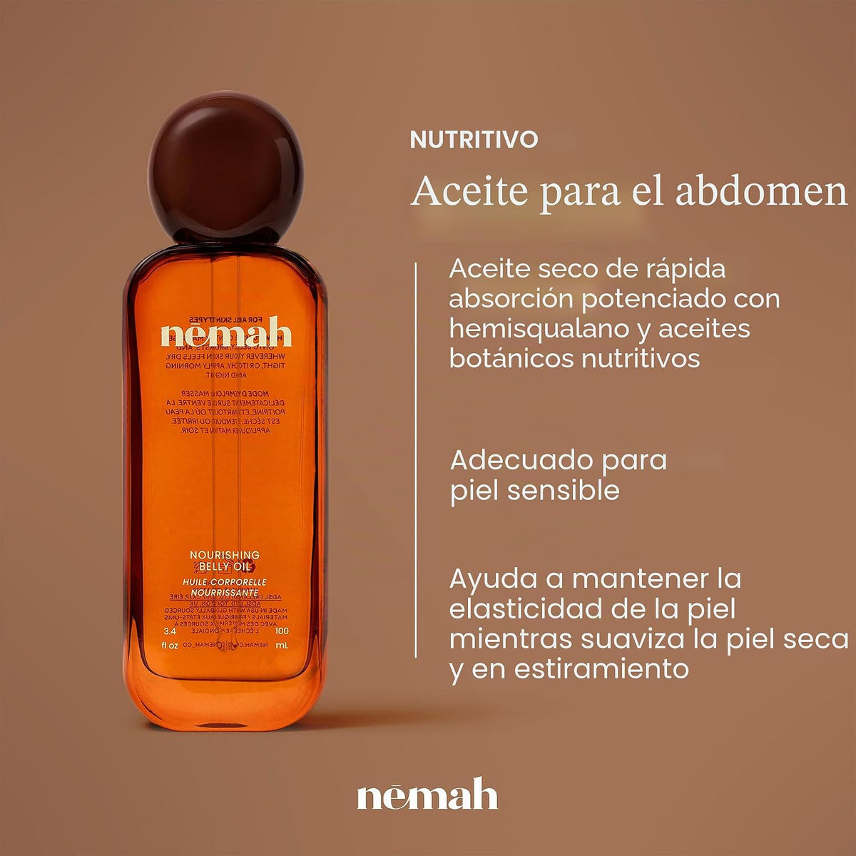 Nemah Aceite de vientre para mujeres embarazadas, aceite de estrías...