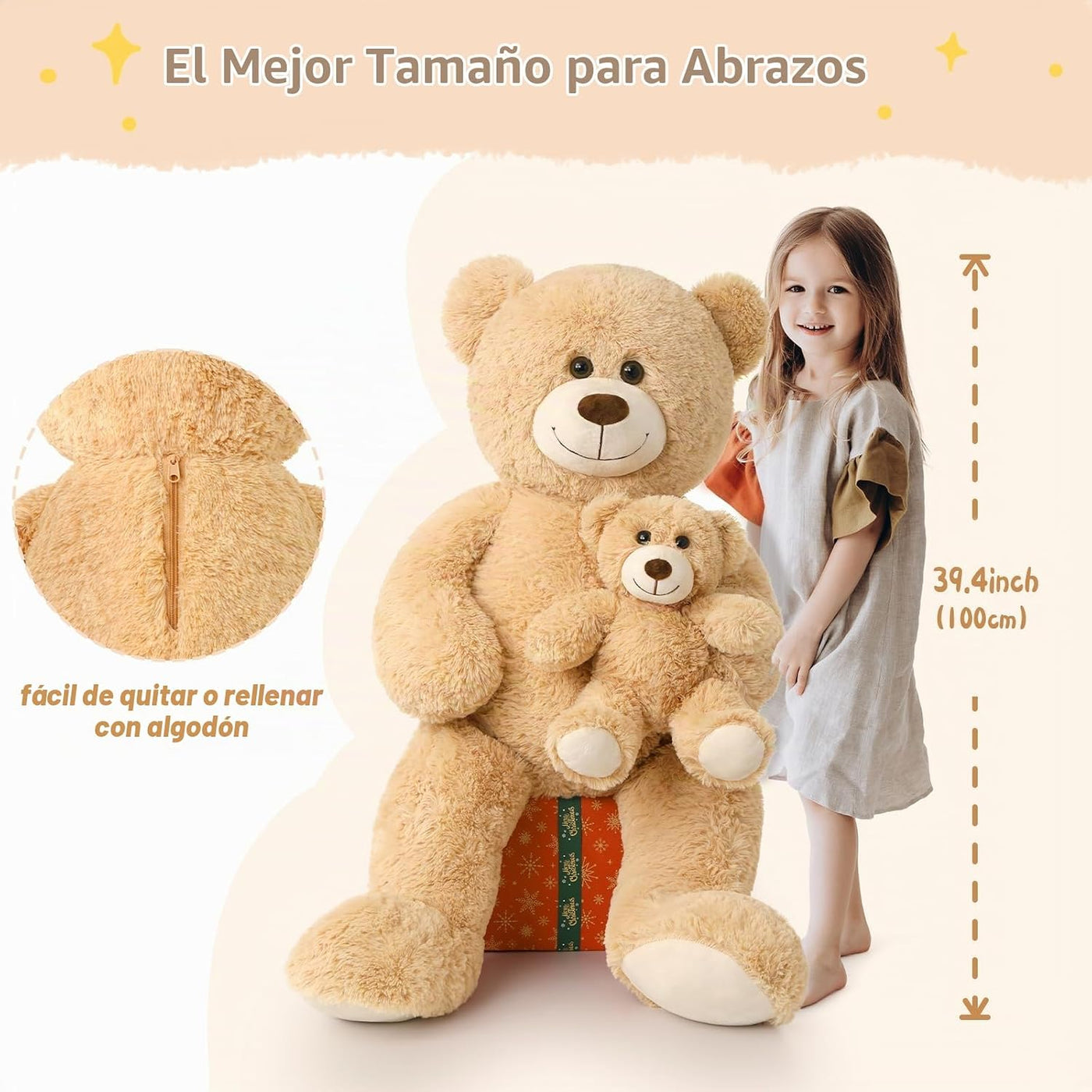 Muiteiur Oso de peluche gigante de 39 pulgadas, divertido oso de ma...