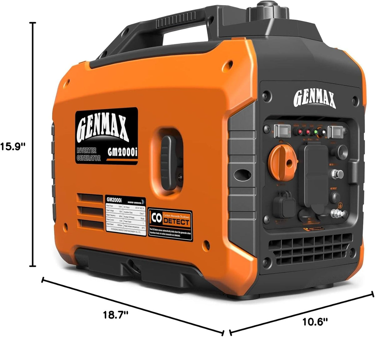 GENMAX Generador portátil, motor de gas ultra silencioso de 2000 W,...