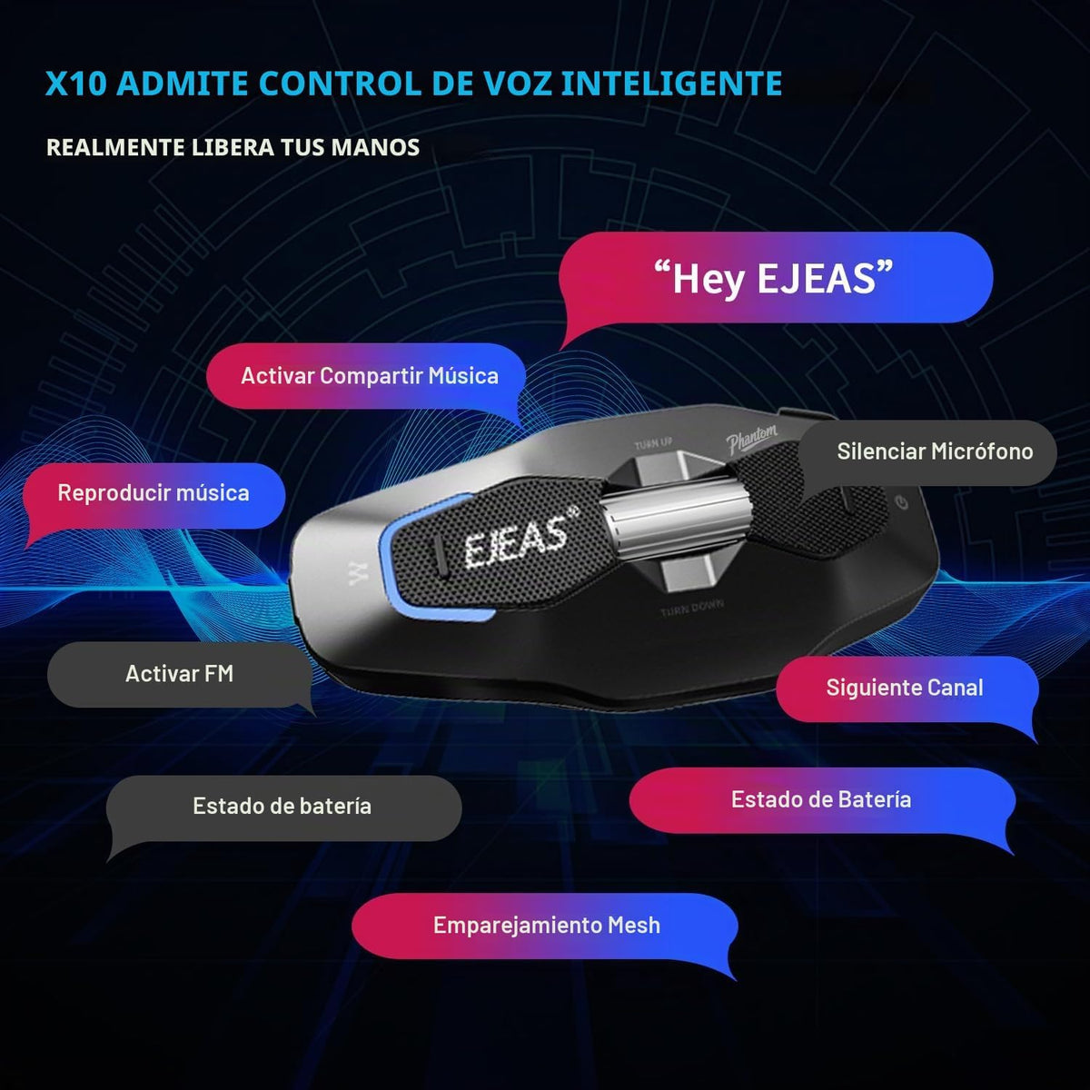 iSunergy X10 - Auriculares Bluetooth para casco de motocicleta, int...