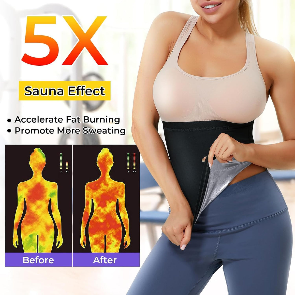 Dulchany Traje de sauna reductor de cintura para mujer, banda de |...