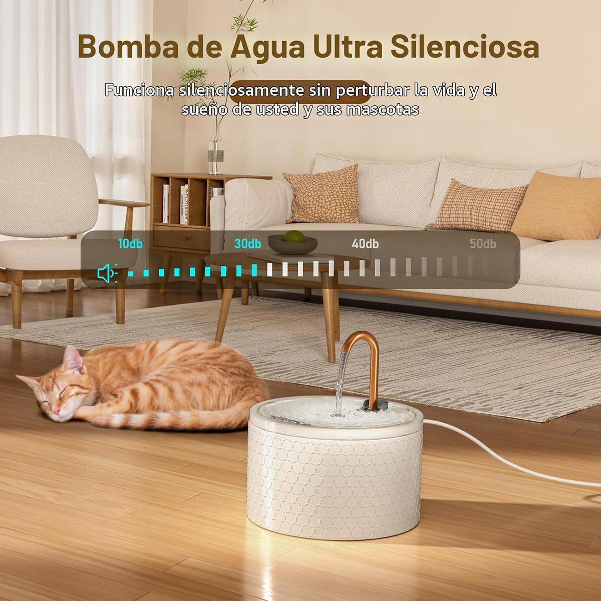 DOOOB Fuente de agua de cerámica para gatos, fuente de gato de 2.1L...