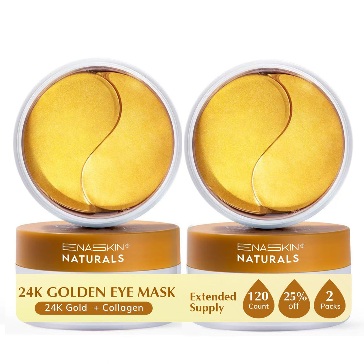 Enaskin Naturals Parches para debajo de los ojos de oro de 24 quila...