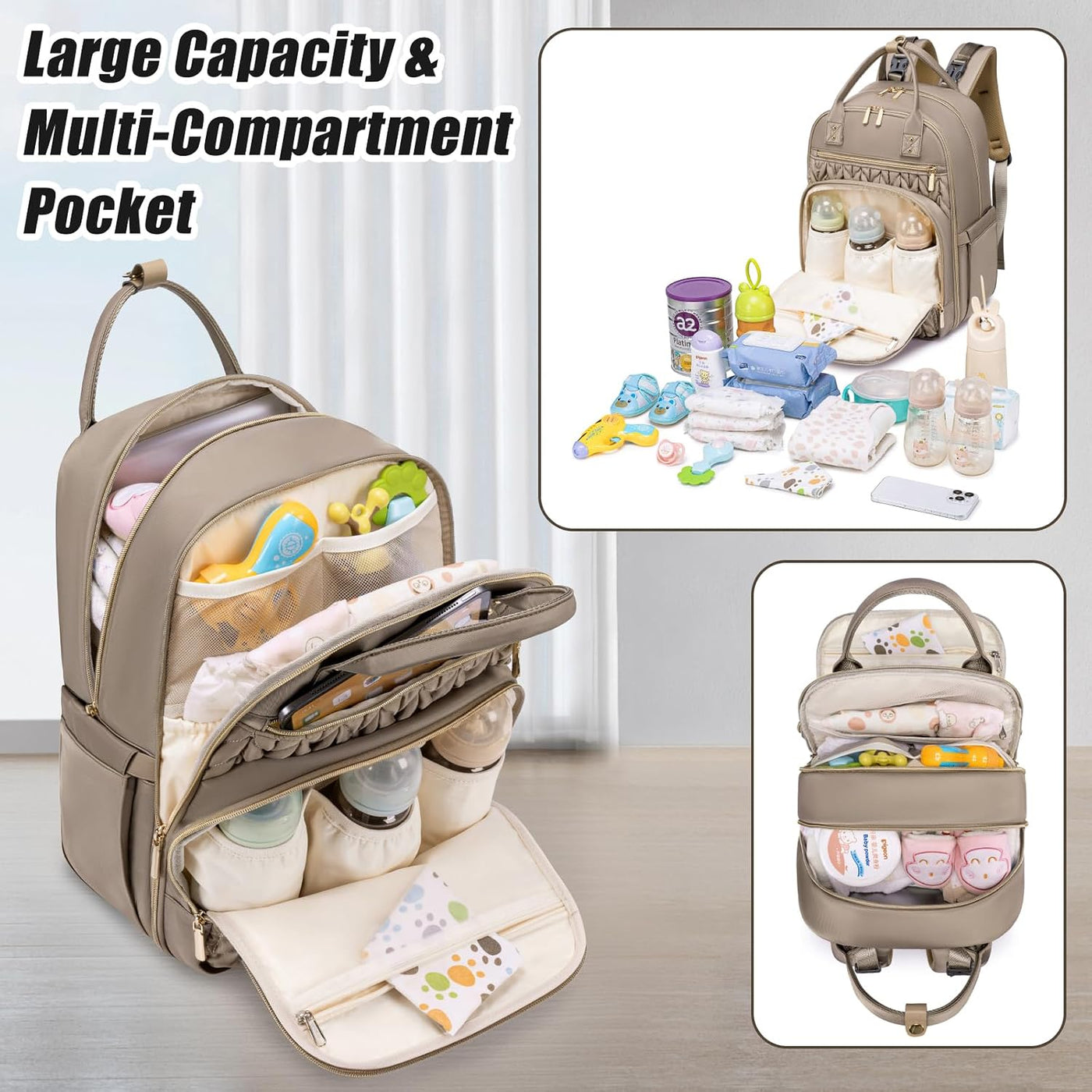 Tealari Mochila para pañales, elegante bolsa de pañales para bebé,...