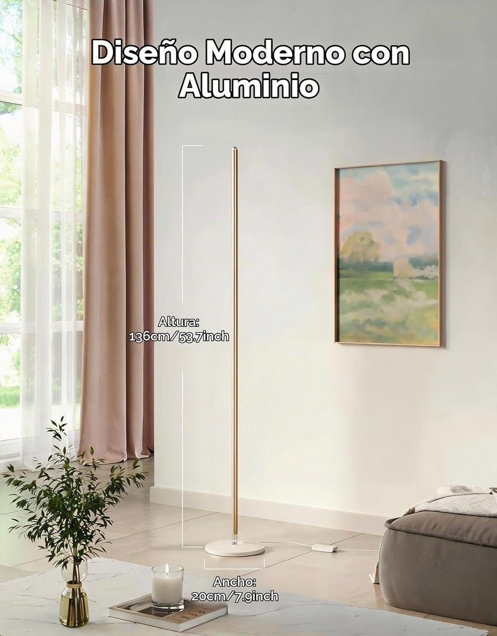 Govee RGBIC - Lámpara de pie básica, 1000lm LED, color champán | Fu...