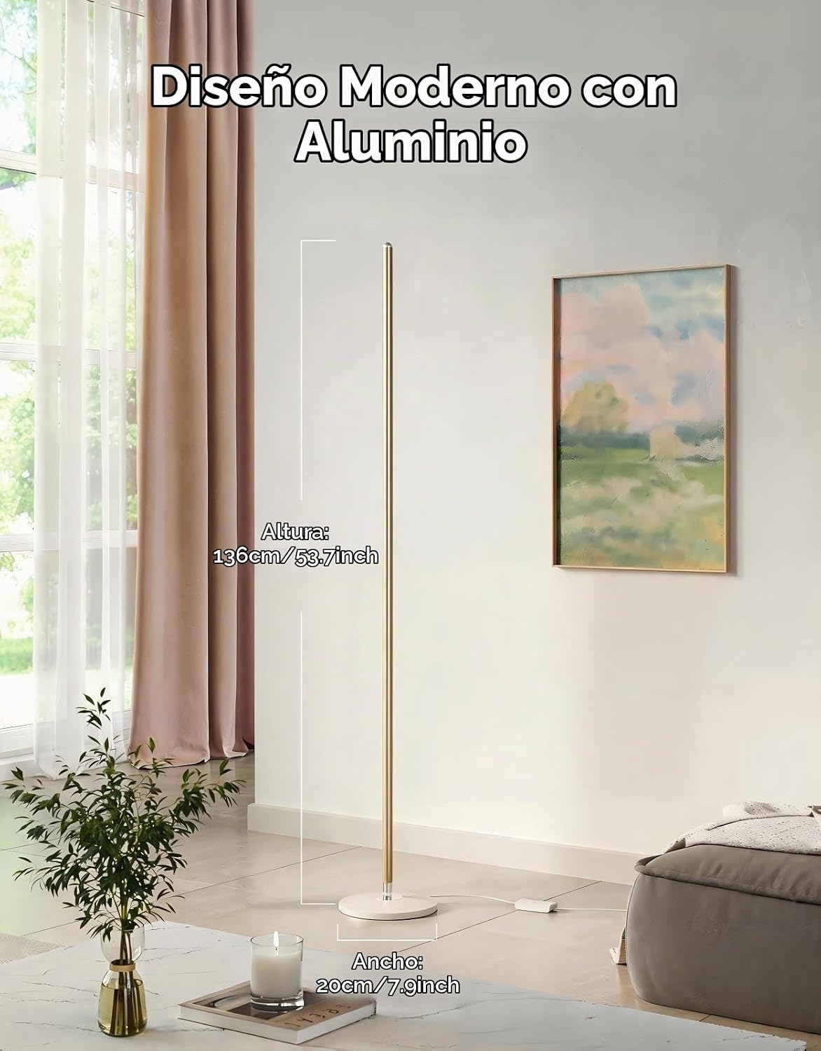 Govee RGBIC - Lámpara de pie básica, 1000lm LED, color champán | Fu...