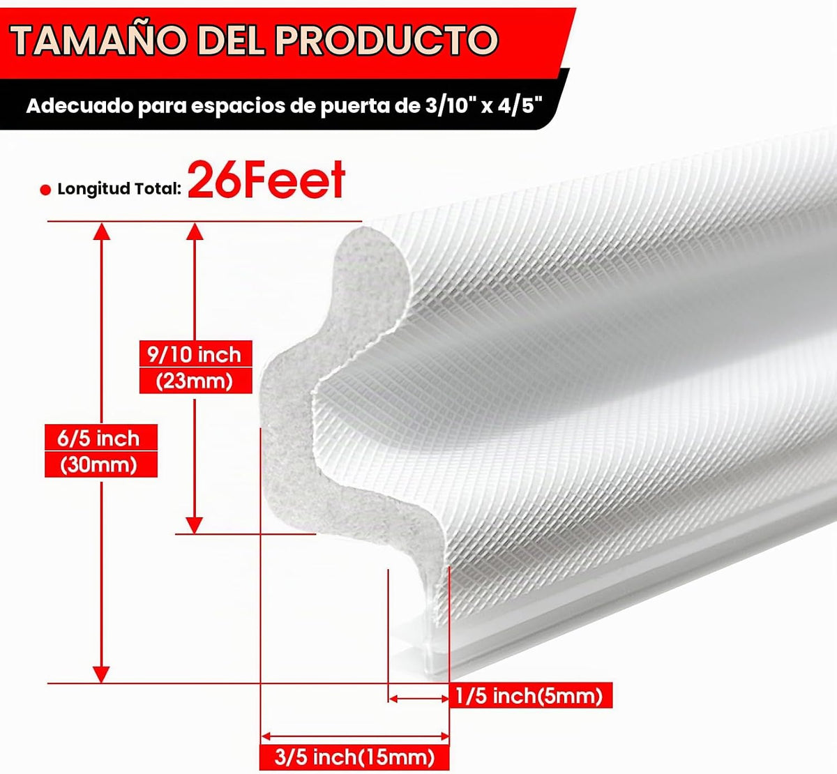 Burlete para puerta con ranura extra gruesa, tira de sellado para p...