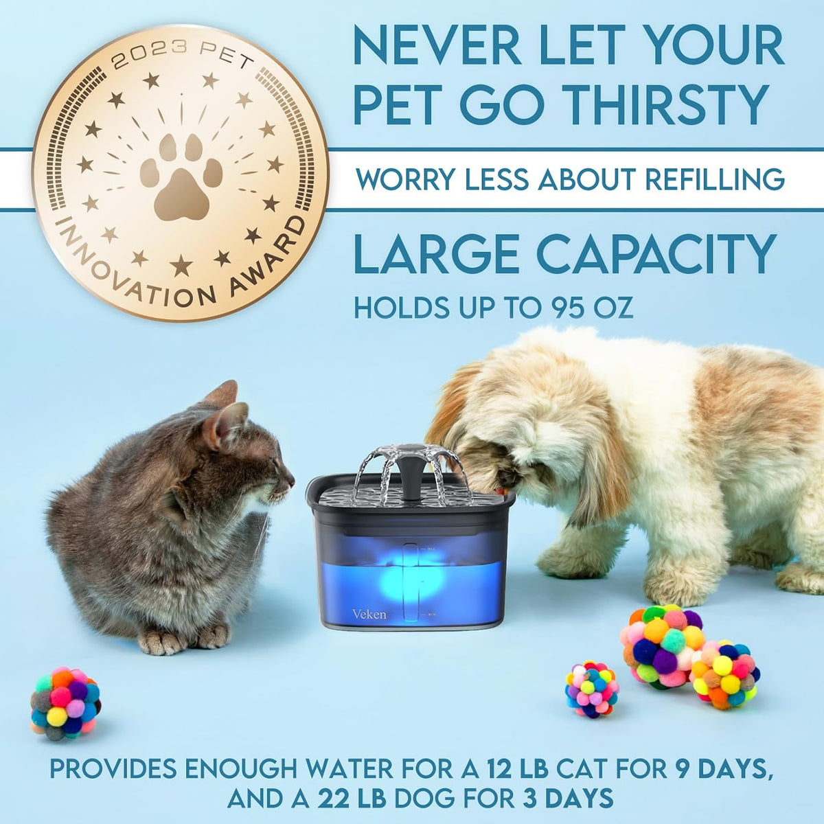 Veken Ganadora del premio a la innovación Fuente de agua para gatos...