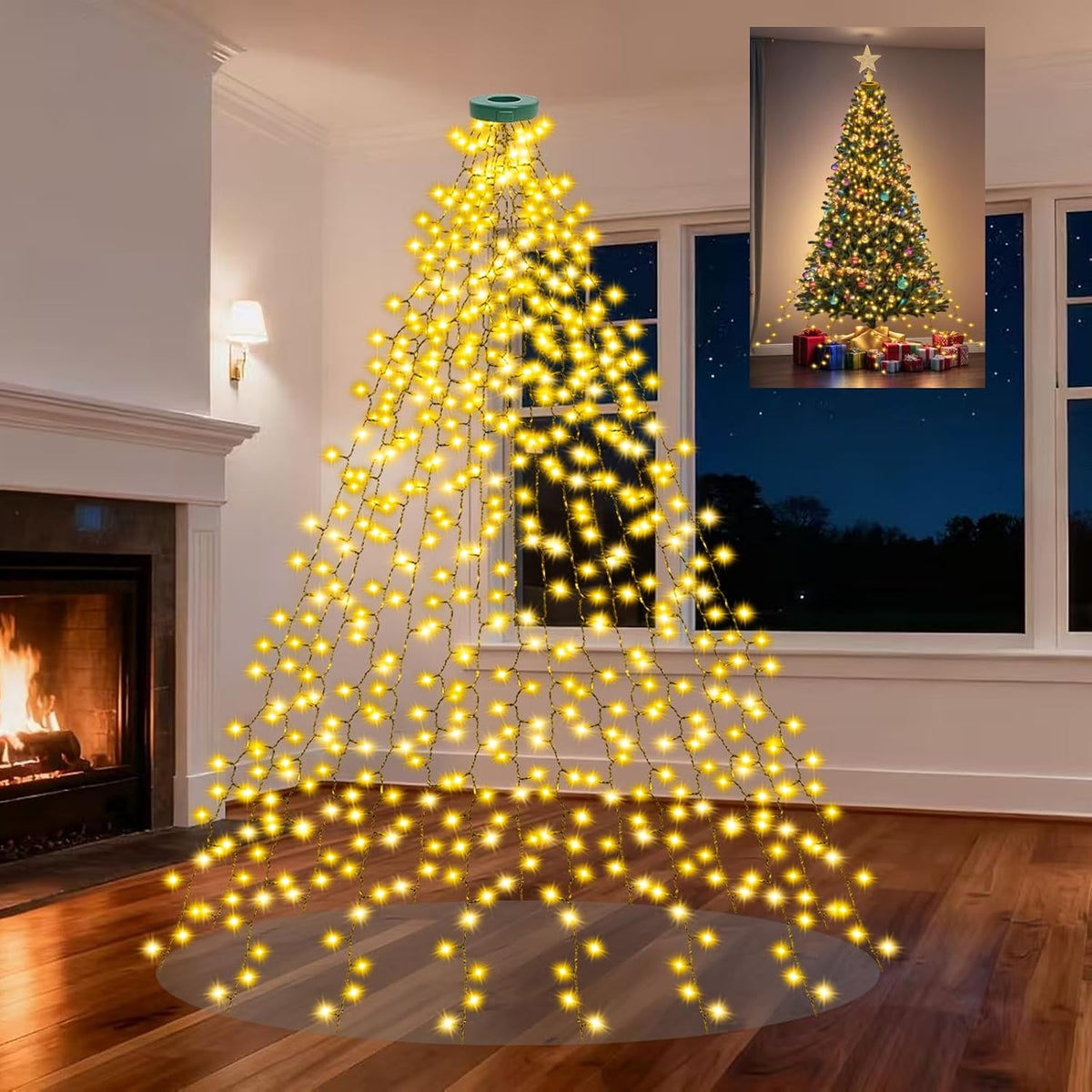 Janplay Guirnalda de luces para árbol de Navidad, 400 LED, 16 línea...