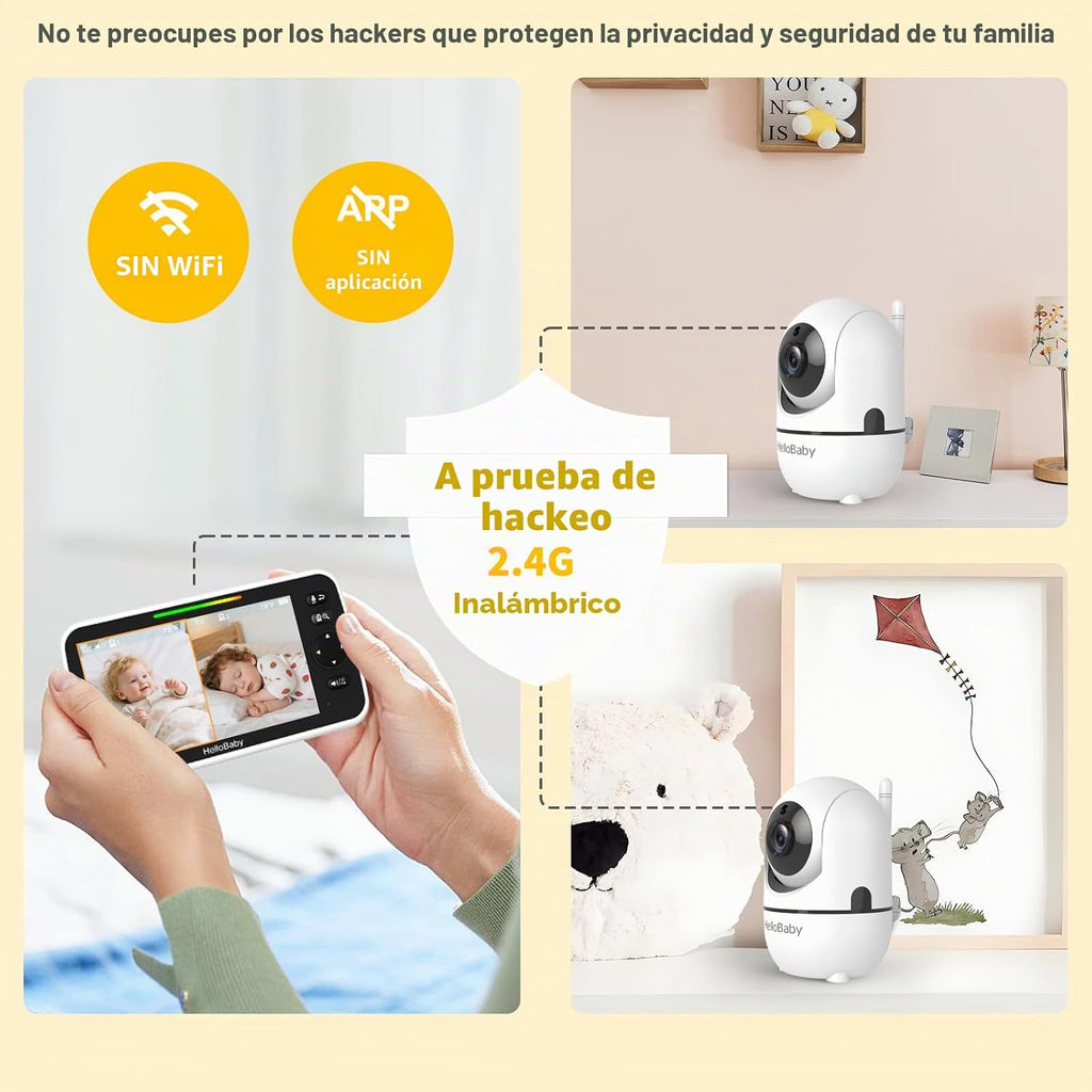 HelloBaby Monitor de bebé con 2 cámaras, pantalla dividida de 6 pul...