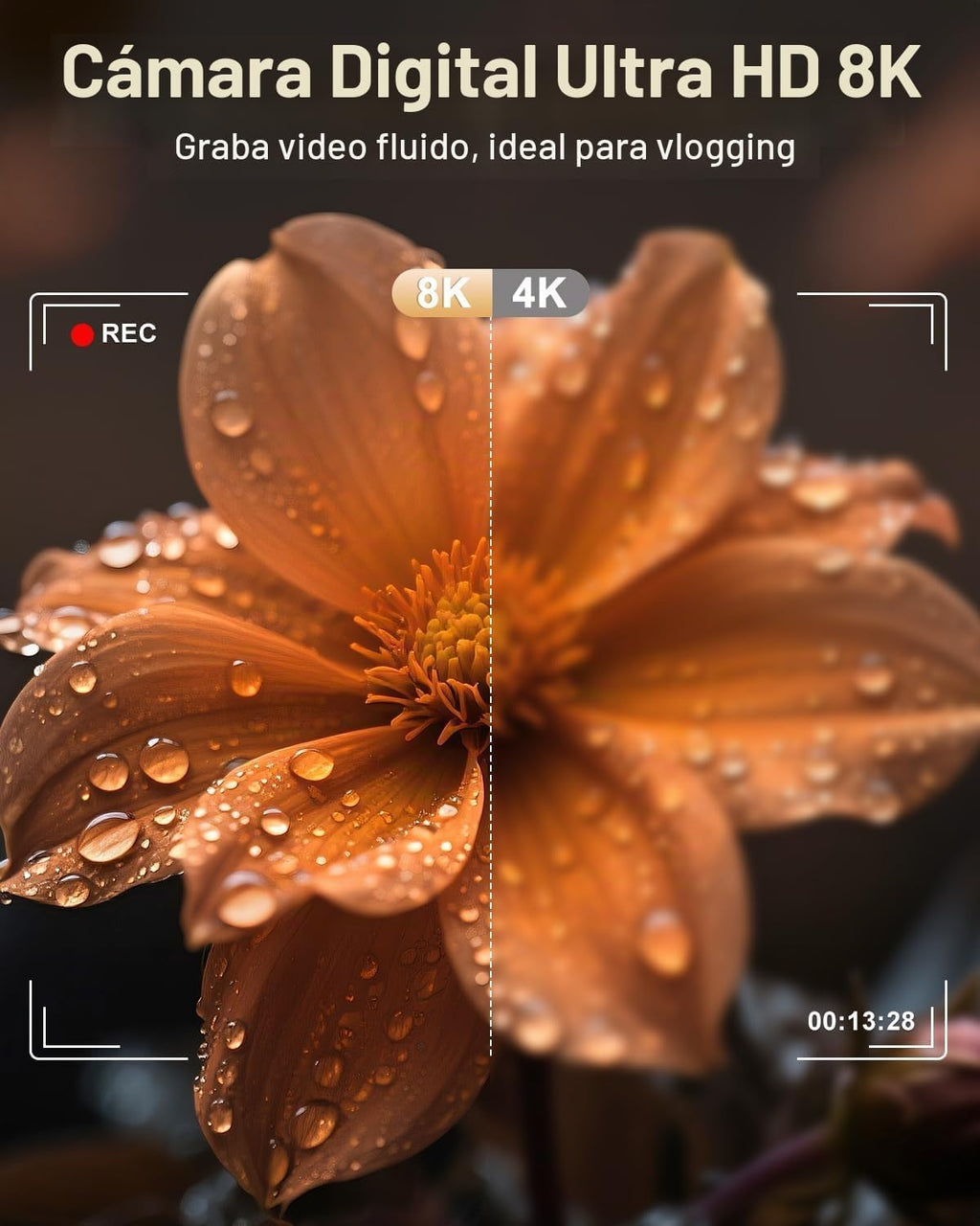 Cámara digital 8K para fotografía Cámara de pantalla dual WiFi de 9...