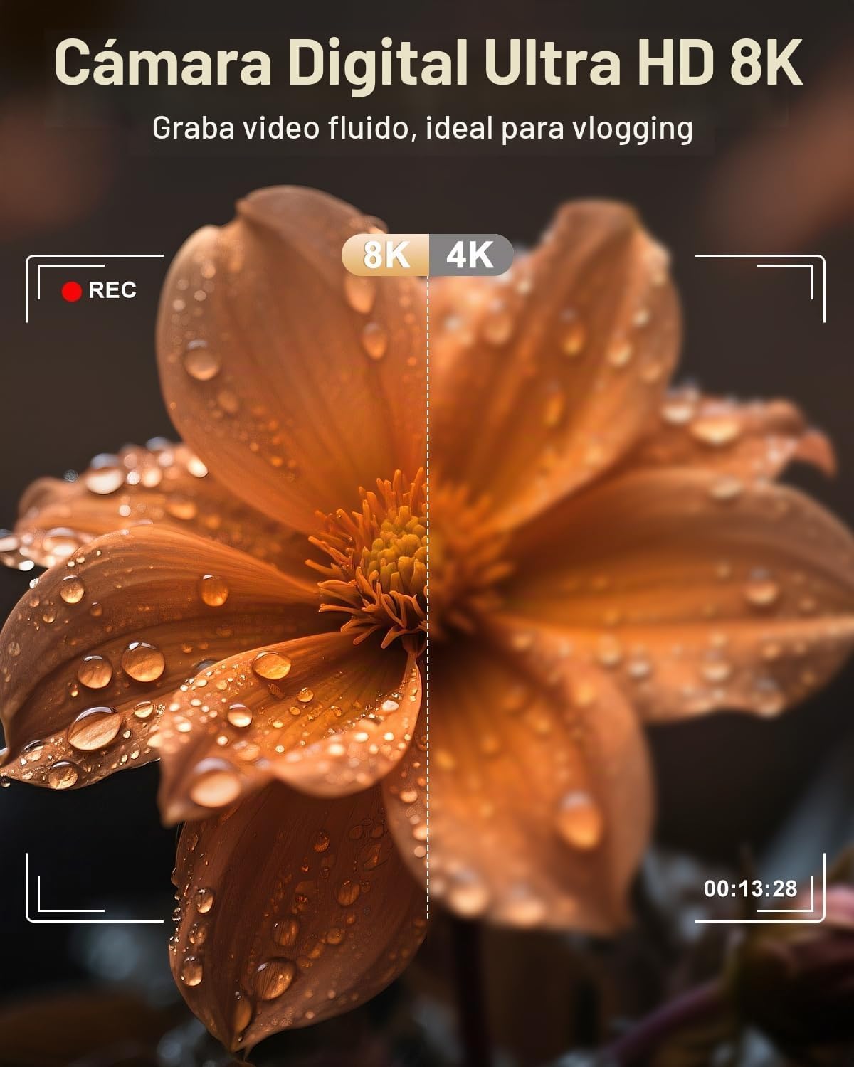 Cámara digital 8K para fotografía Cámara de pantalla dual WiFi de 9...